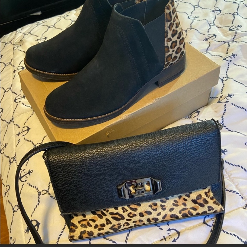 Clarks boots and crossbody bag